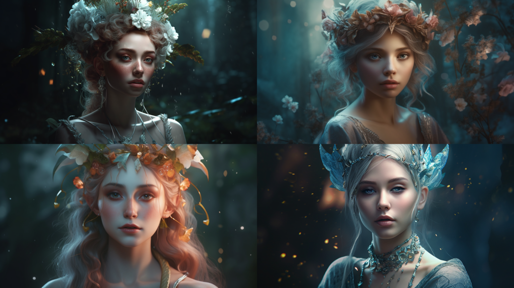 Ethereal elven beauty, pointed ears and piercing gaze ::5 Nature-inspired surroundings, magical forest, glowing mushrooms ::4 Delicate and intricate clothing, pastel colors, flowing fabric ::3 Soft lighting, dreamlike atmosphere ::2 pixer 3d character ::5 --ar 16:9 --s 250 --v 5