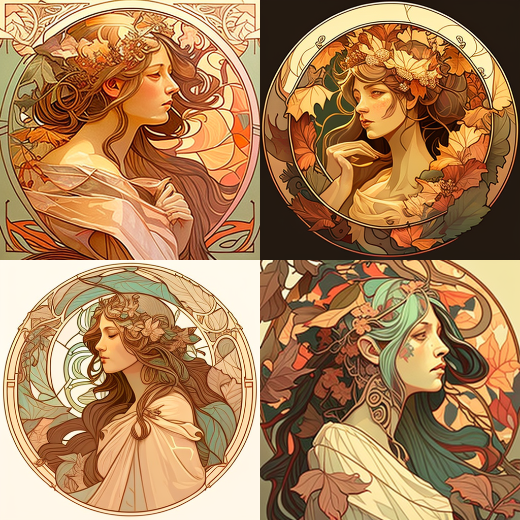 in the style of Alphonso Mucha