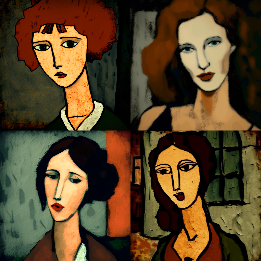 in the style of Amedeo Modigliani