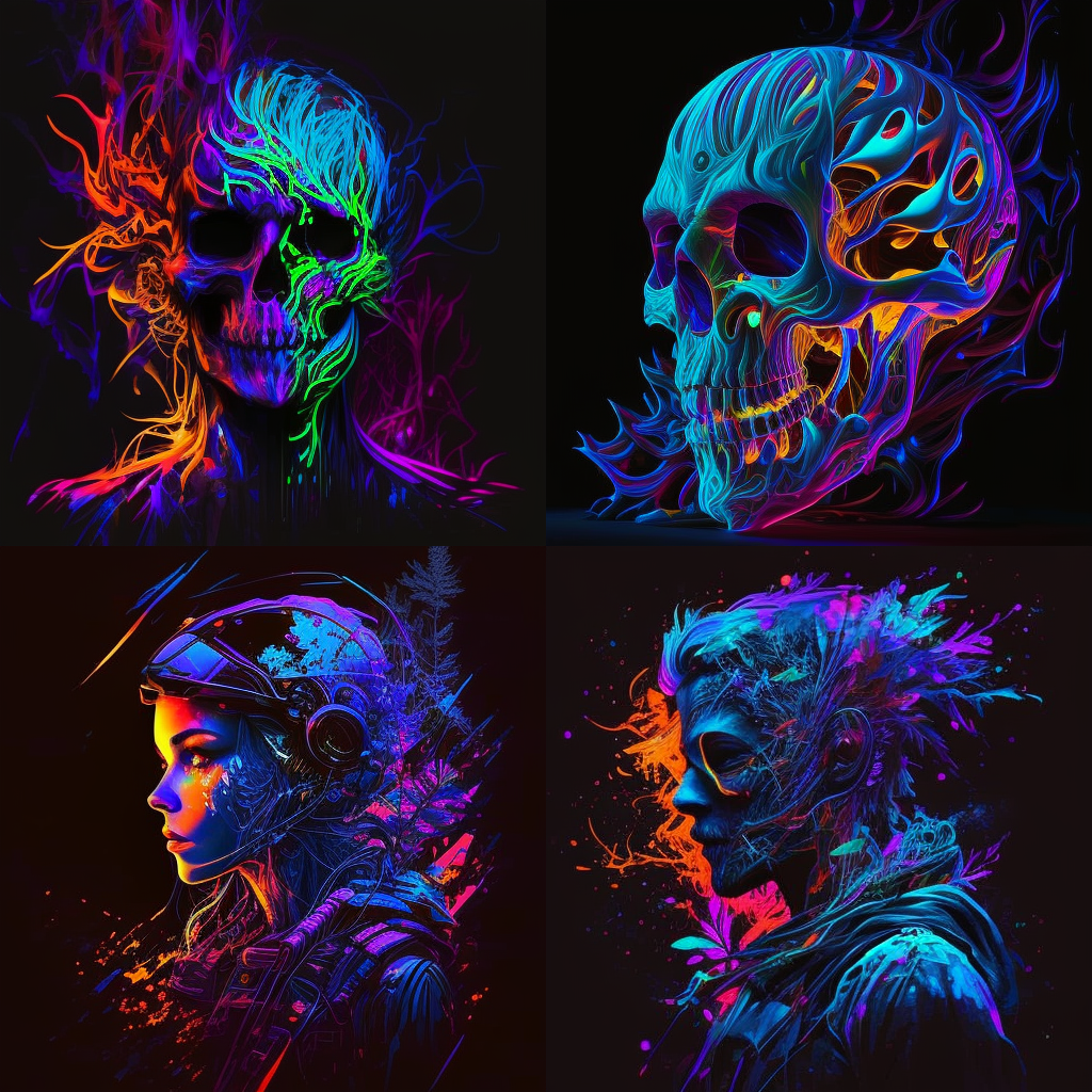 in the style of Blacklight Paint 