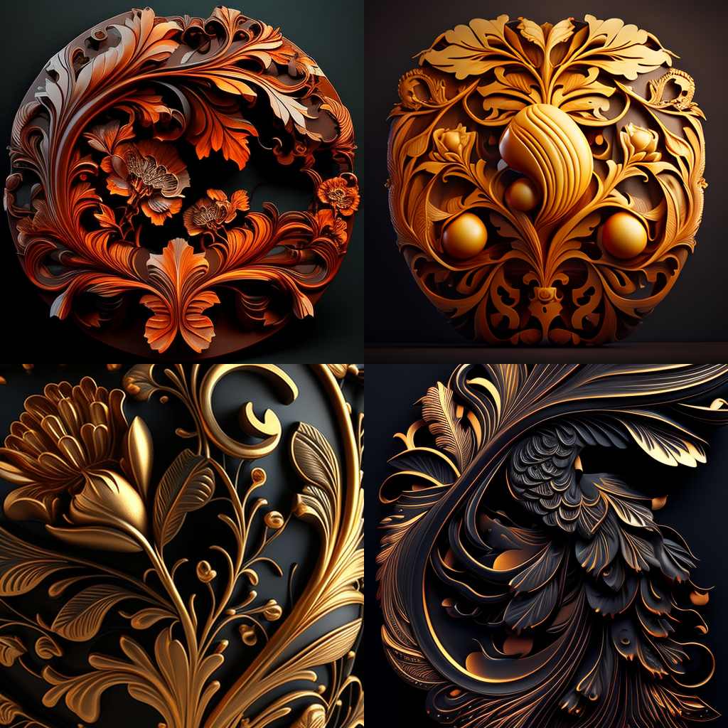 in the style of Carved Lacquer