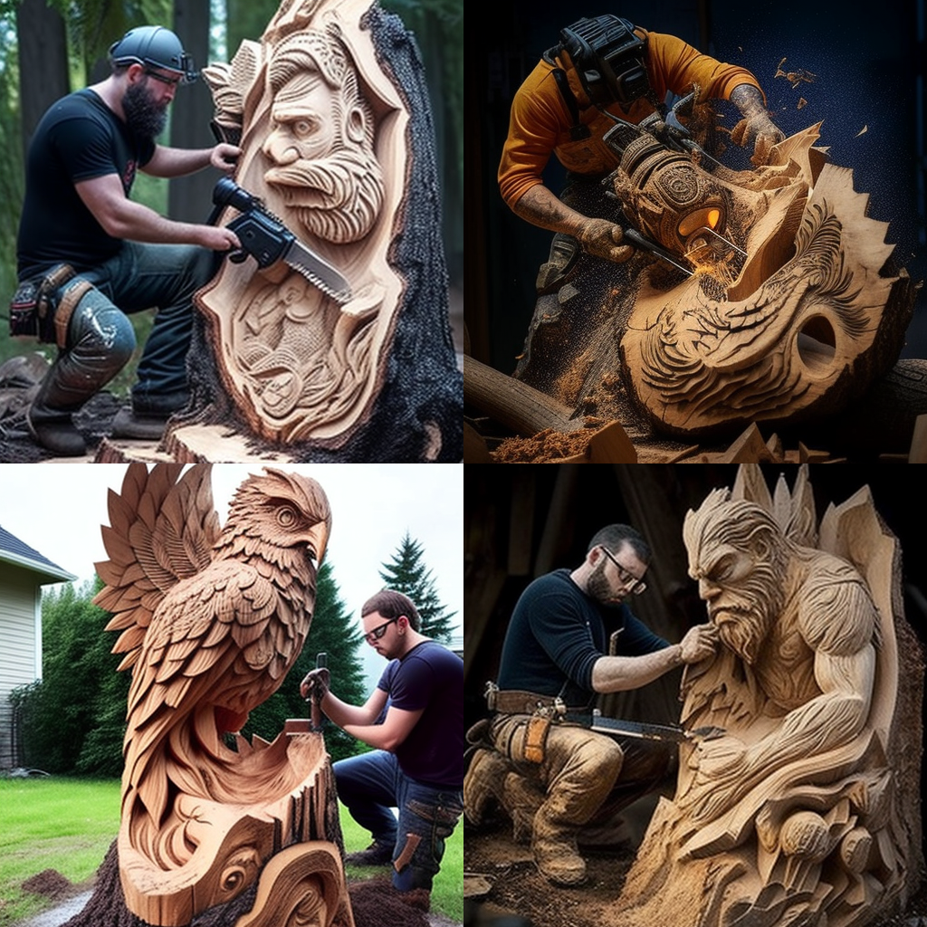 in the style of Chainsaw-Carving