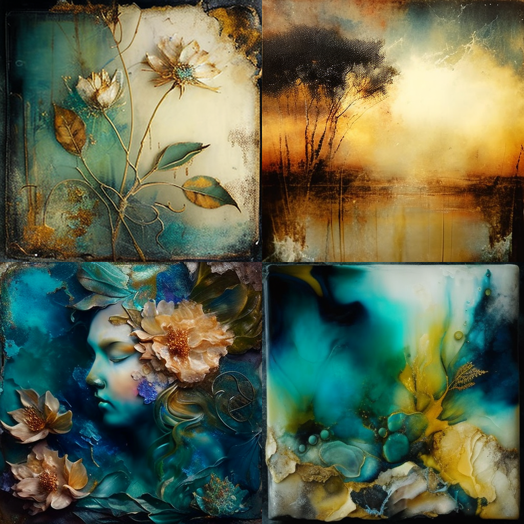in the style of Encaustic Painting 