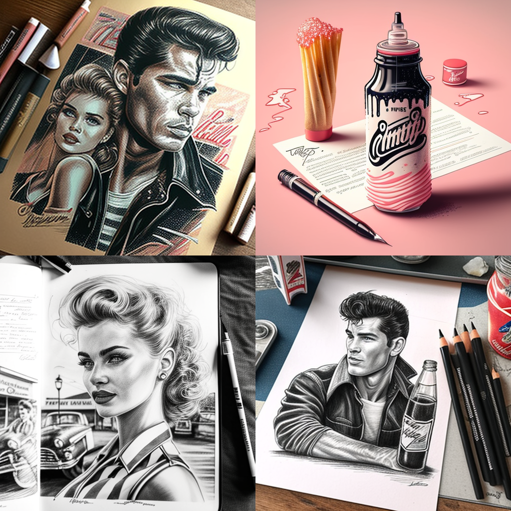 in the style of Grease Pen 