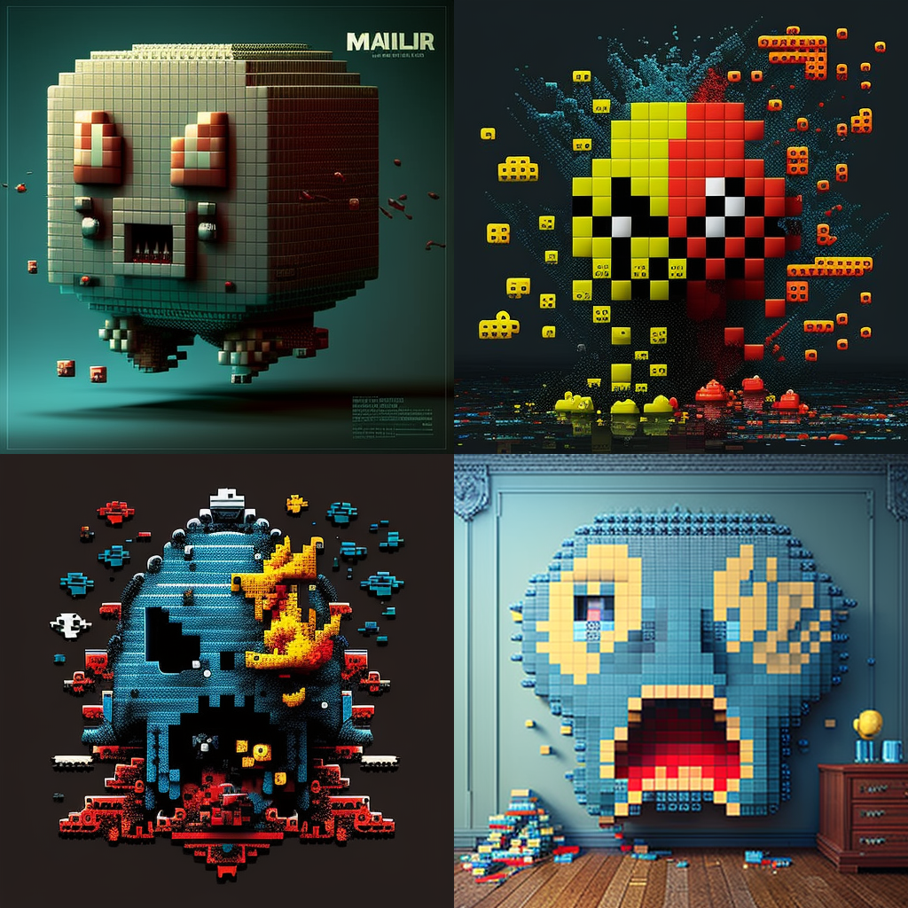 in the style of Invader