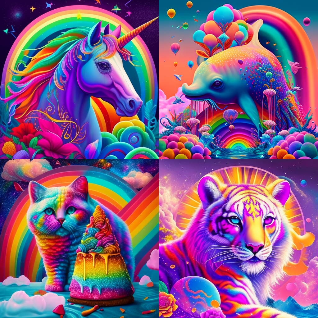 in the style of Lisa Frank