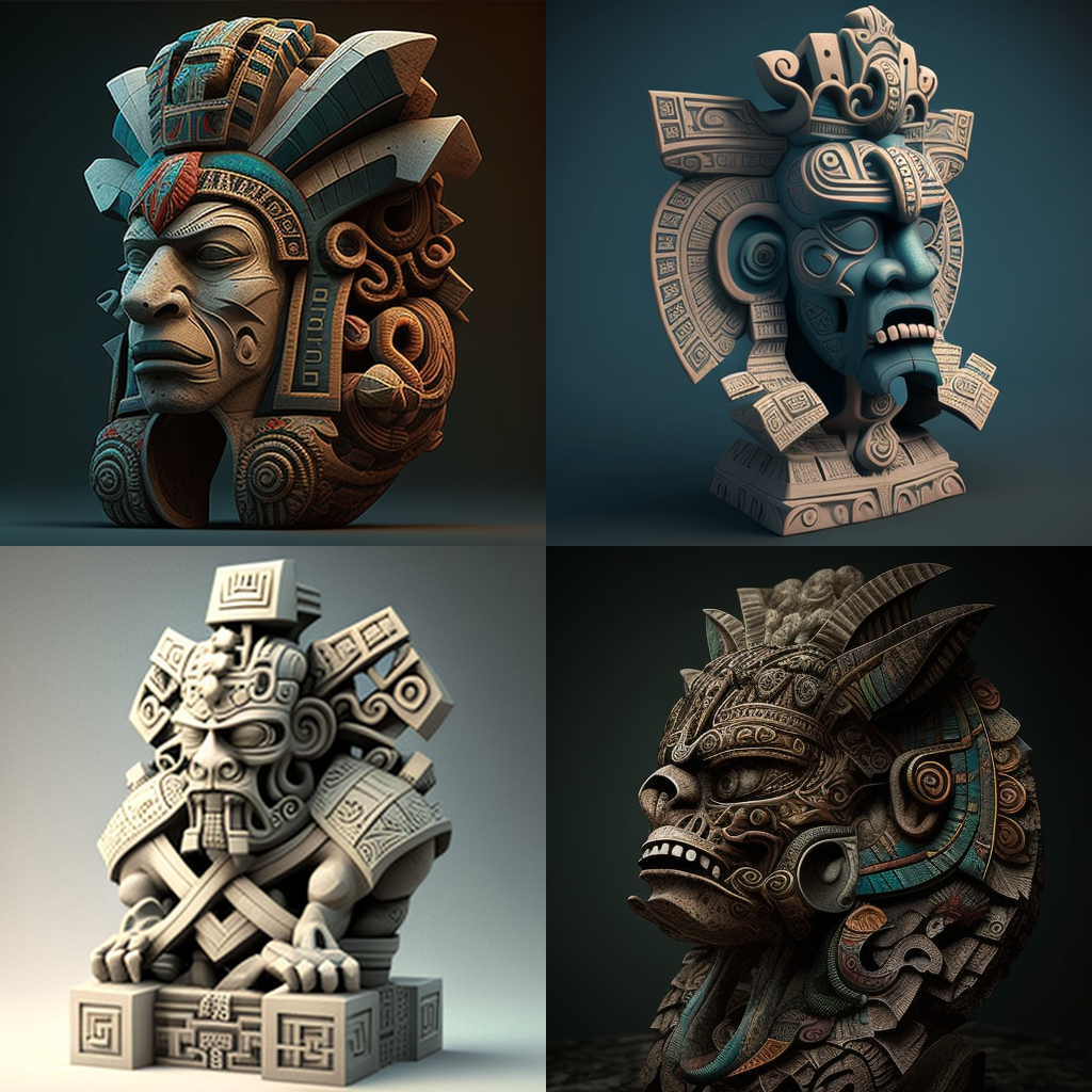 in the style of Mayan Sculpture