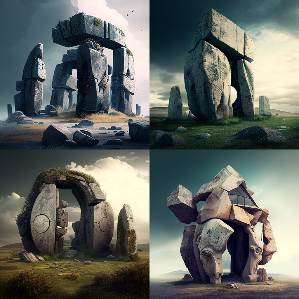 in the style of Megalithic Art 