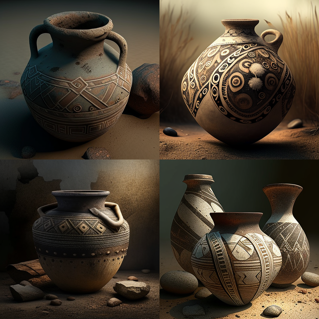 in the style of Neolithic Pottery