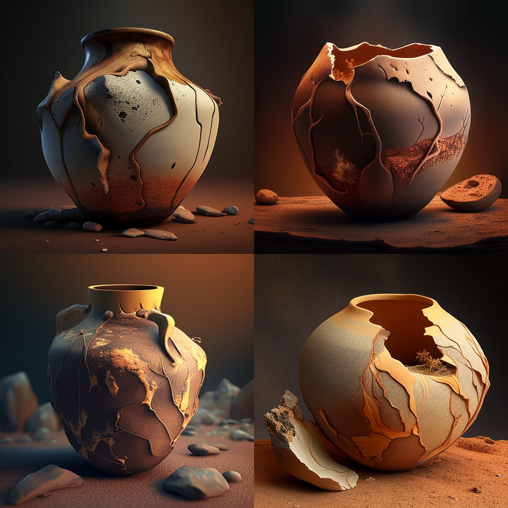 in the style of Paleolithic Pottery