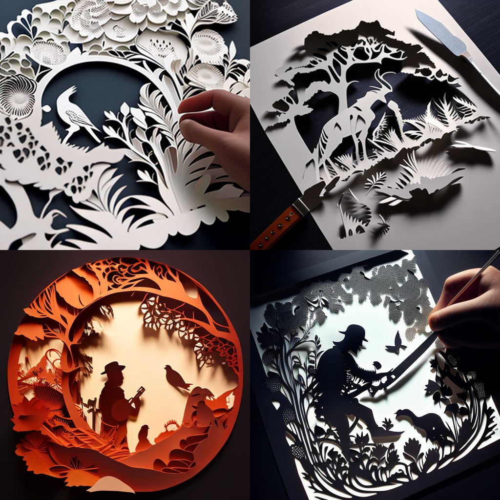 in the style of Papercutting