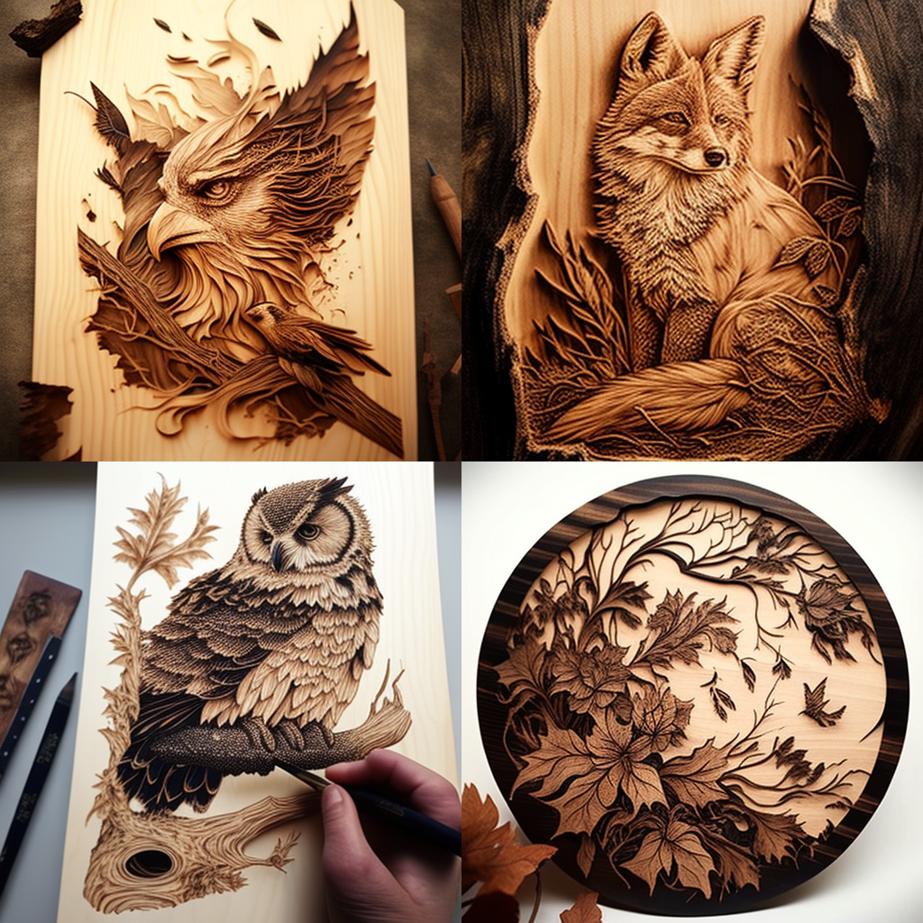 in the style of Pyrography