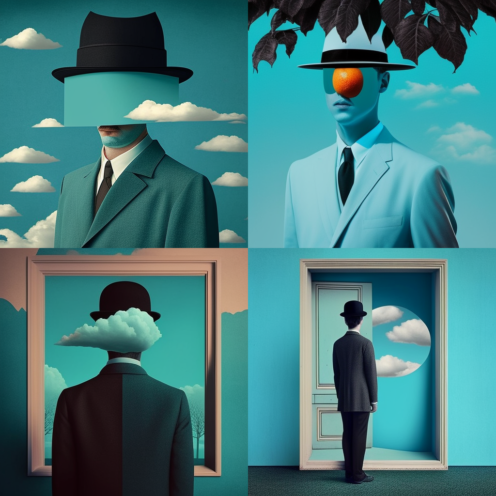 in the style of Rene Magritte