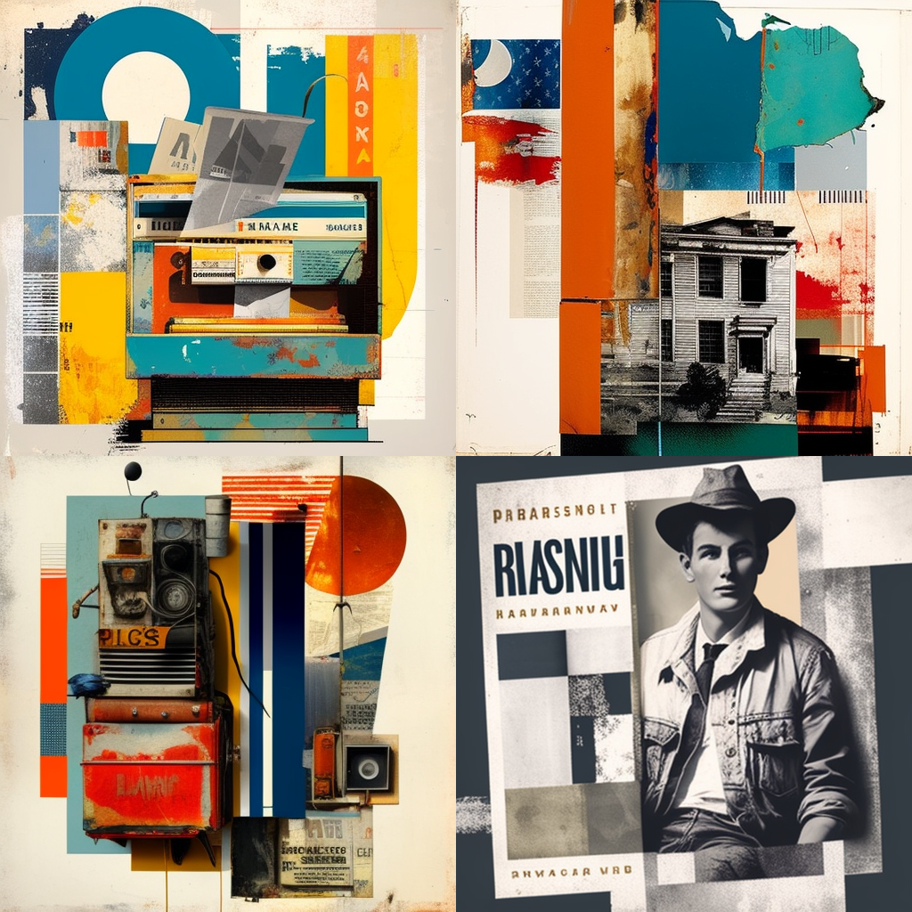 in the style of Robert Rauschenberg