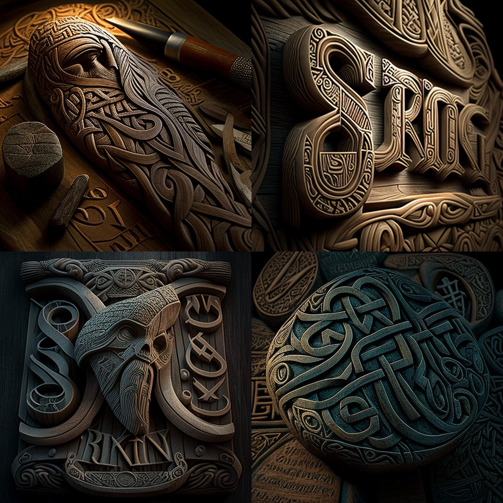 in the style of Runic Carving