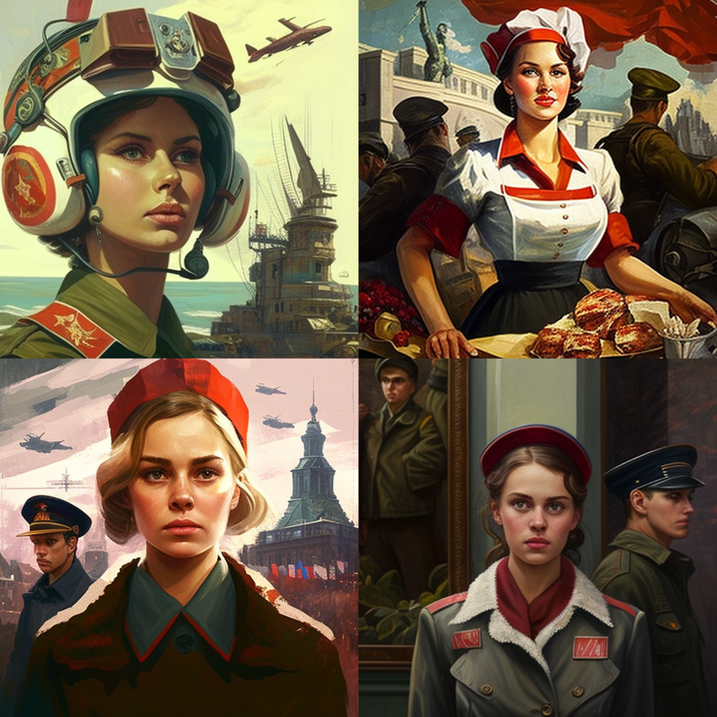 in the style of Soviet Art 