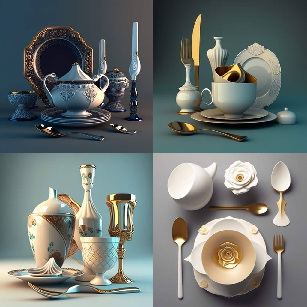 in the style of Tableware