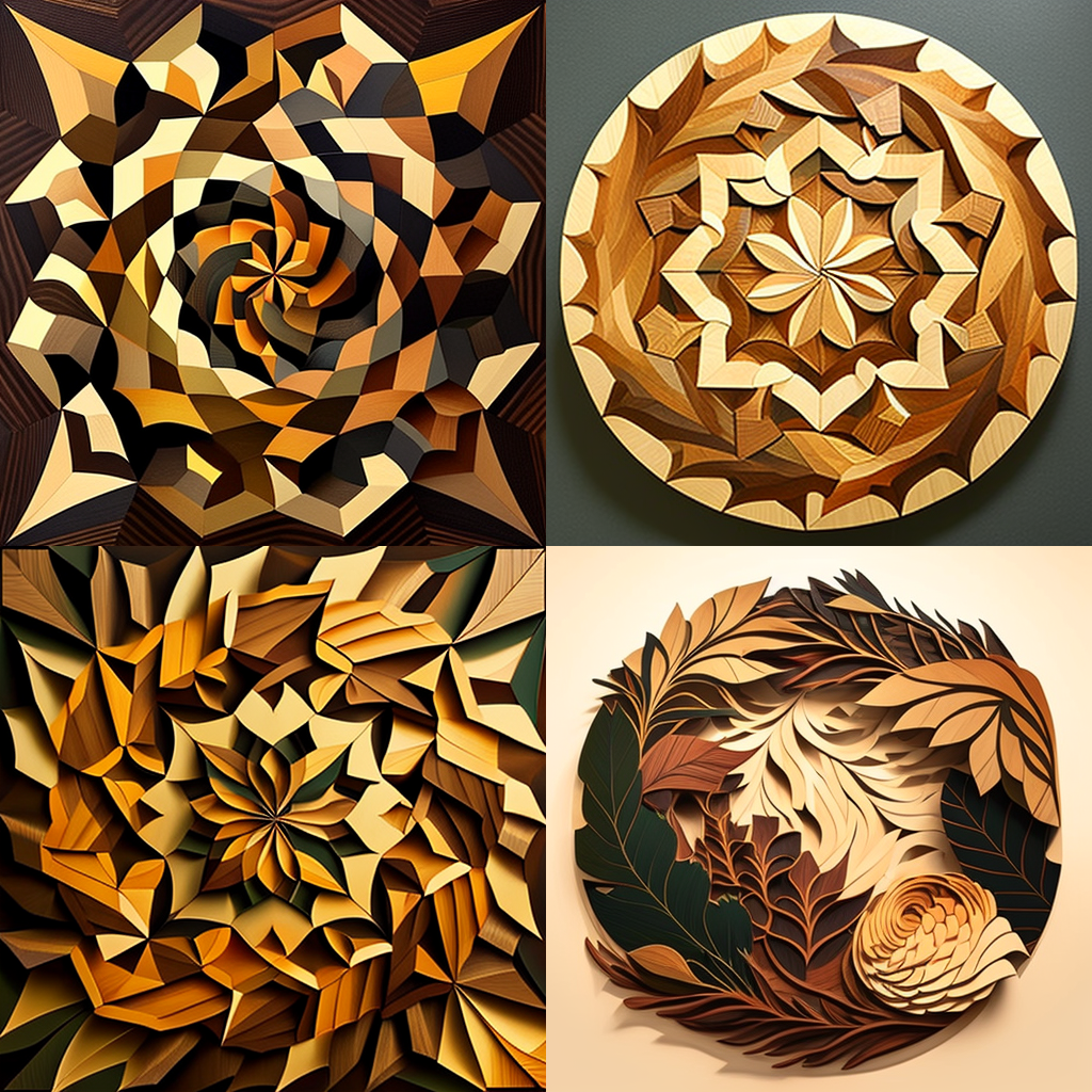 in the style of Wood Marquetry 