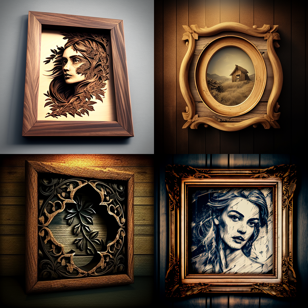 in the style of Wooden Frame