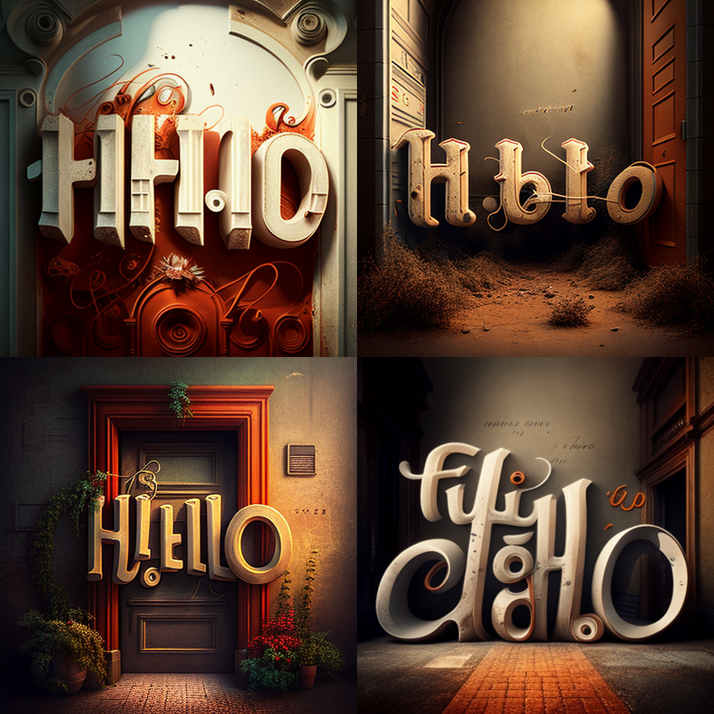 in the style of Written Letters "Hello" 