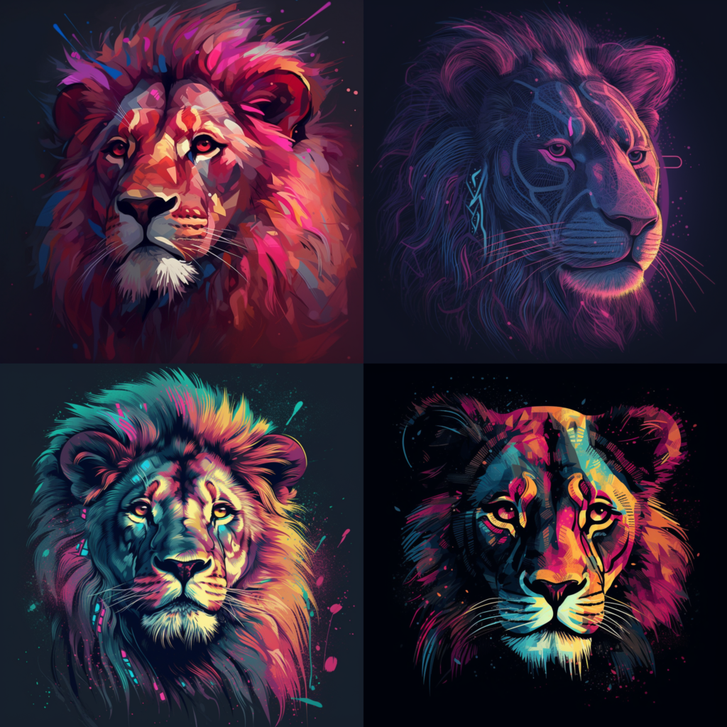 lion,portrait :: neonpunk