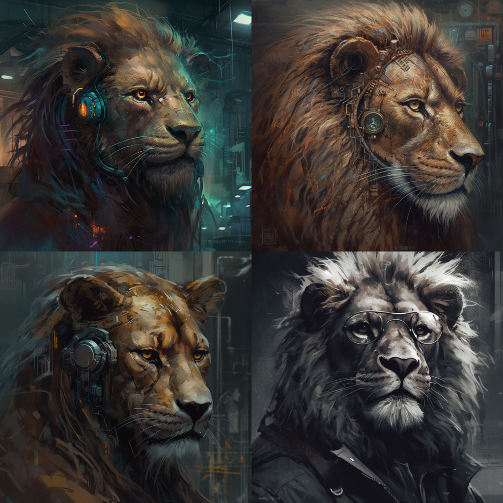 lion,portrait :: cyberpunk