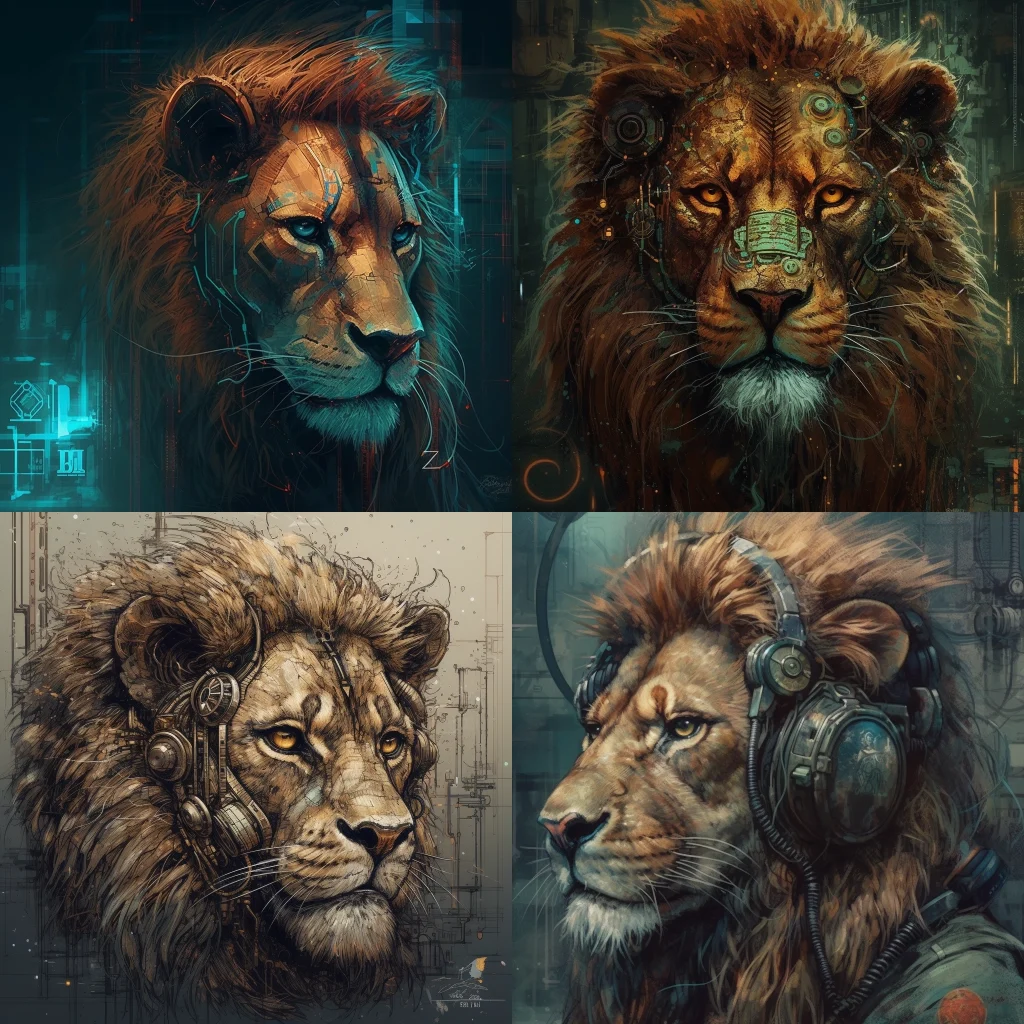 lion,portrait :: postcyberpunk