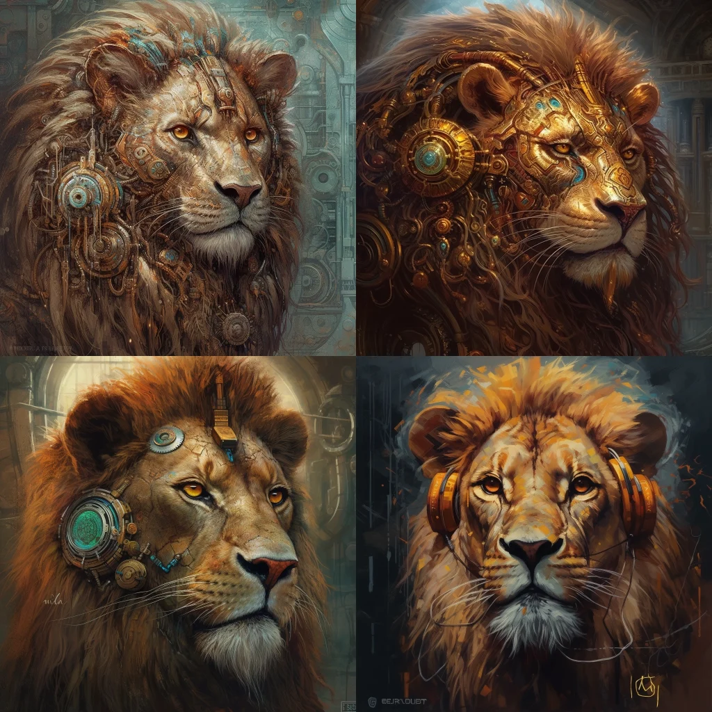lion,portrait :: solarpunk 